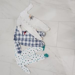 Carters Footsies Onesies 6 Months 3 Pack White Plaid